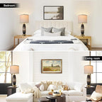 Terpsichore 3 Way Dimmable Farmhouse Table Lamps Bedroom Touch Bedside Lamp Modern Glazed Ceramic Lamp 2 Set with Fabric Shade,USB Type-C Port for Bedroom,Reading,Desk,Living Room,Office