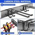 Garage Tool Organizer Wall Mount, 48inch Heavy Duty Garden Tool organizer Storage System, Easy Install With 6 Adjustable Bilayer Hooks, For Garage, Basement, Shed, Workshop(Black)