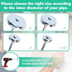 PVC Pipe Reamer, 4Pcs PVC Fitting Saver Tool for Removing SCH 40 from Hub, 1-1/2 In, 2 In, 3 In, 4 In Head, Bit Socket Saver Set for PVC Plumbing, Fits 1/2" Variable Speed Power Drill