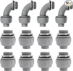 1-1/2 inch PVC Flexible Conduit Connector UL Listed Conduit Connector Fittings 12 Pack (8 Pcs 180D/4 Pcs 90D)