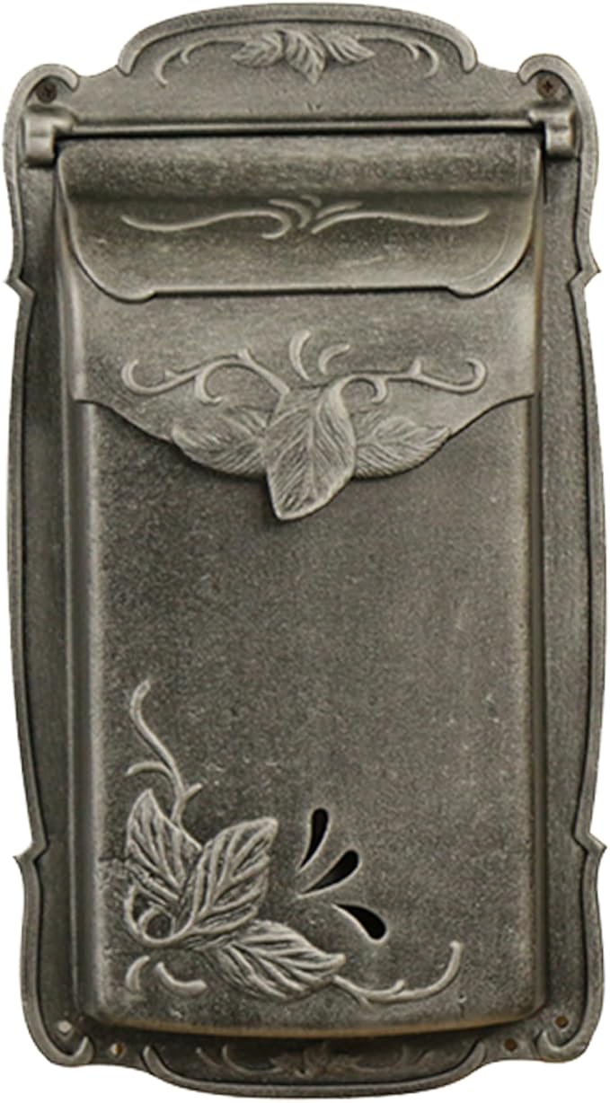 Special Lite Floral Vertical Wall Mount Mailbox - Swedish Silver Cast Aluminum Mailbox for Wall Mount - SVF-1001-SW