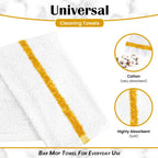 Bar Mops Gold Stripe Pack of 60 Kitchen Towels 16x19 Multi-Purpose for Home, Restaurant and Cleaning White Absorbent Washcloth Dishcloths Sets, Reusable Dish, Cloths Rags