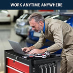 5-Drawer Metal Rolling Tool Chest with Wheels,Tool Storage Cabinet with Locking System，Toolbox with Wheels for Garage, Warehouse, Workshop, Repair Shop (Black&red, 5Drawer)