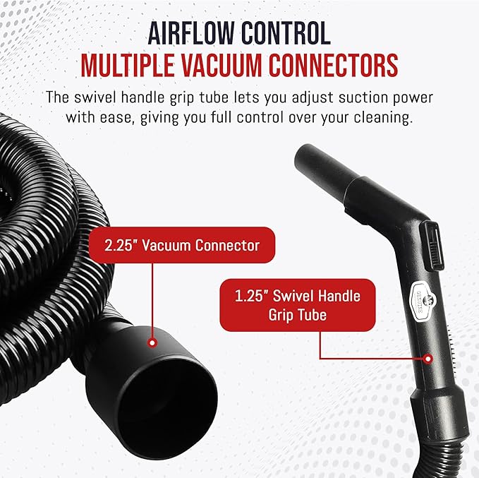 MP Maresh Products Vacuum Hose Replacement Compatible with Shop Vac Style Wet Dry Vacuum Cleaner - Crushproof Dust Collection Hose for Industrial and Commercial Use with Suction Control - 20' x 1-1/4"
