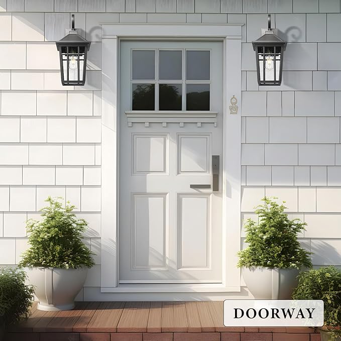 Darkaway Large Outdoor Wall Lights for House, 18inch Exterior Lighting Fixtures Wall Mount Outdoor Porch Lights Waterproof Black Outdoor Sconce Lights with Seeded Glass for Patio Hallway Garage