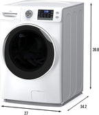 KoolMore FLW-5CWH Front Load 4.5 Cu. Ft Machine with Quiet Inverter Motor, Steam and Water Plus Functions, 20-Minute Quick, 12 Washing Cycles [120V], X-Large (27"), White
