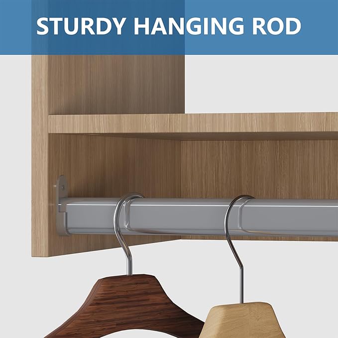 Modular Closet System, 78" Wide Closet Organizer System with Hanging and Towers, Wood Tower Closet Storage for Walk In Closets, Wall Mounted Wardrobe Organizer Kit System, Bedroom, Wood