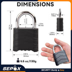 SEPOX 10PCS 2.2" Heavy Duty Weatherproof Combination Padlock, 4 Digital Large Outdoor Lock, High Security Aluminum Lock Body, Uncuttable Shackle, Suitable for Warehouse, Home, School, Gate, Garden