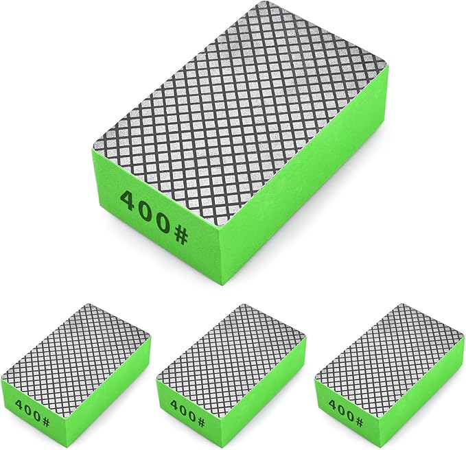 4pcs Diamond Hand Polishing Pads for Ceramic Tile Glass Grinding,Sanding Blocks Polishing 400#