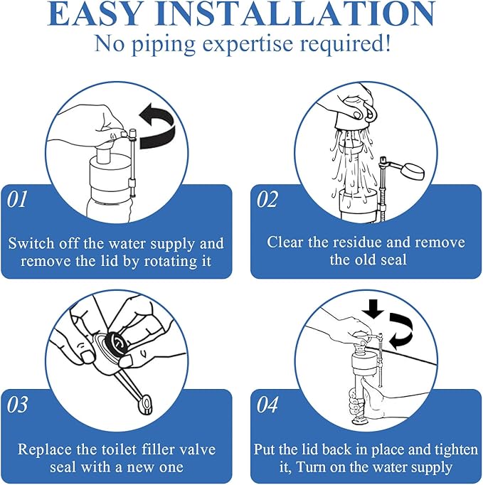 Toilet Fill Valve Seal Replacement Part Compatible with Fluidmaster 200,242, 400 and 747 Toilet Tank Fill Valve Parts,for Kohler 83143 (10 pack)