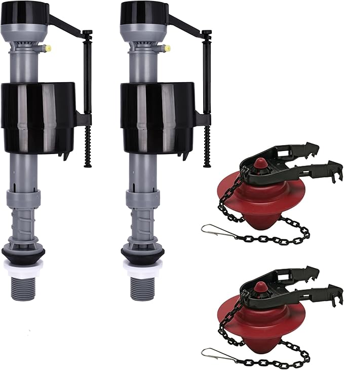 Toilet Tank Replacement Kit 2-Pack - Complete Parts: Universal Toilet Fill Valve and 2" Toilet Flapper Repair Kit - Toilet Flush Repair Kit - Efficient Flush System - 7.8Lx5.9Wx5.5H in