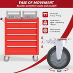 5 Drawers Rolling Tool Chest with Wheels, Portable Rolling Tool Boxes with Wheels, Tool Box Storage Cabinet with Locking System for Garage (RED, 5 Drawers)