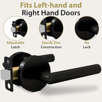 Mega Handles Ronn Passage Lever Door Handle Set for Hallway, Closet and Bathroom, Heavy Duty Door Levers, Fits All Standard Door Sizes, Screws Included - Onyx (1 Pack)