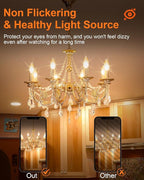 E12 60 Watt Incandescent Candle Light Bulbs, Chandelier Light Bulbs for Ceiling Fan, Vanity, Outdoor - Warm White 2500K, 500 Lumen Dimmable B10 Clear Candelabra Base Bulbs (12 Pack)