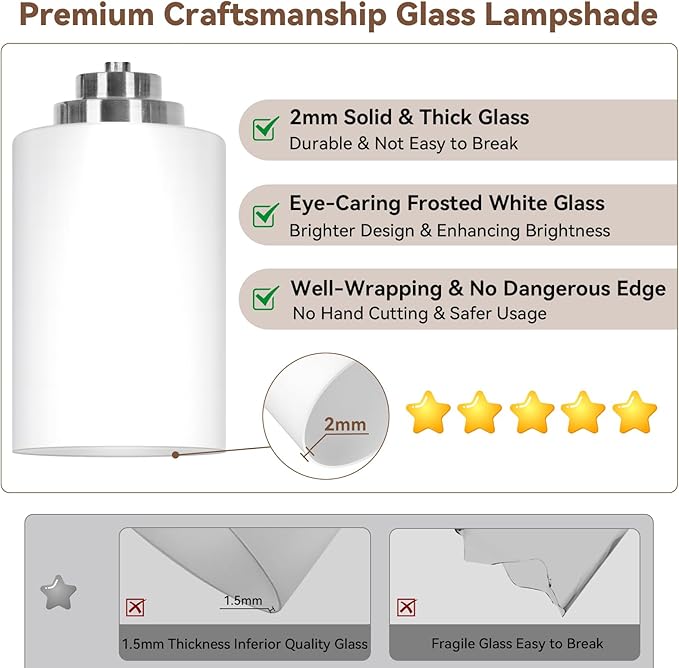 4-Light Bathroom Light Fixtures, 27" Modern Vanity Lights Over Mirror with Milky White Glass Shade, Brushed Nickel Wall Sconce, Classic Wall Light Fixture for Mirror Living Room Cabinet Bedroom Porch