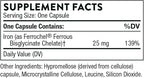 THORNE Iron Bisglycinate - 25 mg Iron Supplement for Enhanced Absorption Without Gastrointestinal Side Effects - NSF Certified for Sport - Gluten-Free - 60 Capsules