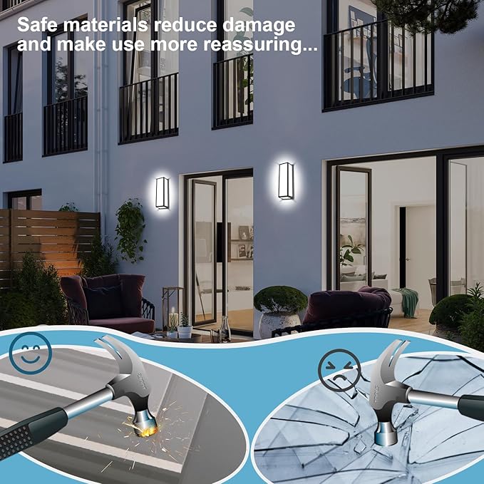 15 Inch LED Porch Light 30W 6500K Outdoor Wall Lighting 2400LM Aluminum Modern IP65 Waterproof Exterior Light Fixture Wall Mount for Patio Stairway Backyard