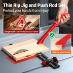 Preciva Thin Rip Jig & Push Stick - Aluminum Alloy Table Saw Jig for Repetitive Narrow Strip Cutting, Fast, Accurate Guide for Table Saws, Band Saws, Routers, Fits 3/8" x 3/4" & 1/4" x 3/8" T-slot