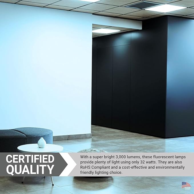 Diodesy- U-Bend T8 Fluorescent Tube Light Bulb 32W 3000 Lumens 4100K Cool White G13 Miniature Bi-Pin Base Rohs Compliant Pack of 12- U Shaped Linear Replacement Lamp