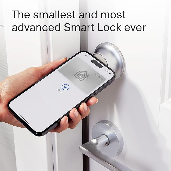 Level Lock+ Deadbolt Smart Lock - World's Smallest Smart Lock plus Apple Home Key - Level App for iOS & Android - Works with Apple Home (Satin Chrome)
