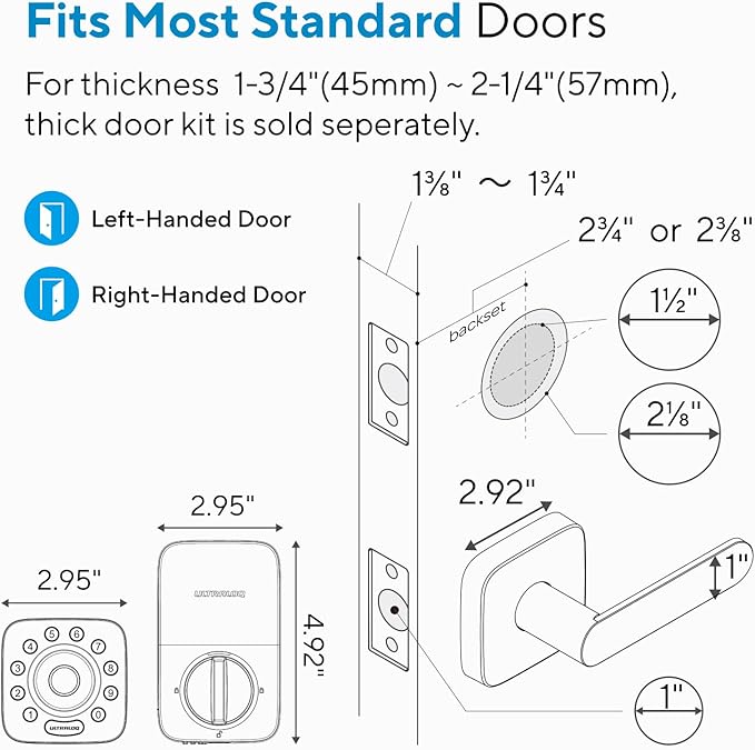ULTRALOQ U-Bolt Pro WiFi Smart Lock with Handle, Fingerprint Smart Front Door Lock Set with Sensor, Keyless Entry Deadbolt with 2 Lever Handles, Auto Unlock, App Control, ANSI Grade 1, Easy Install
