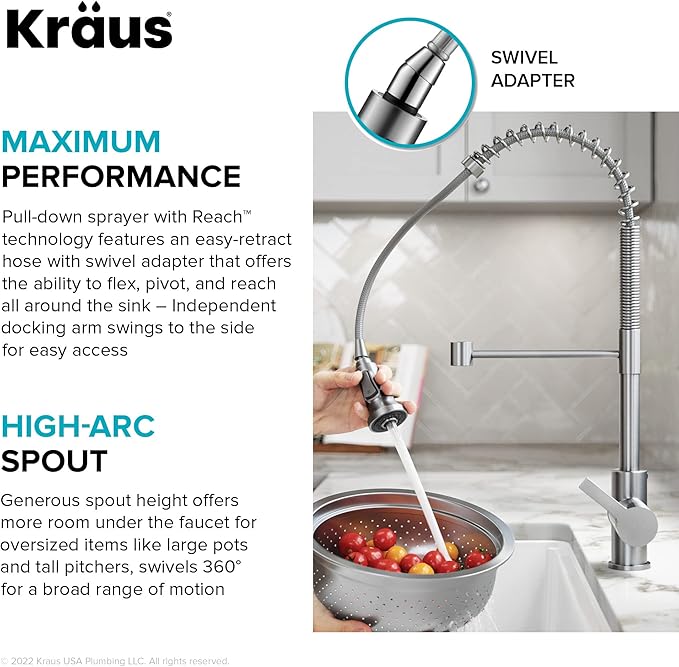 KRAUS Britt Touchless Sensor Commercial Single Handle Pull Down Kitchen Faucet in Matte Black, KSF-1691MB