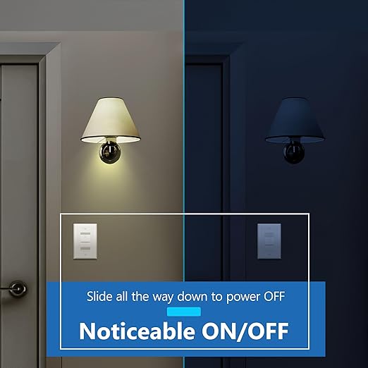 LIDER Dimmer Switch for Dimmable 200W LED/CFL Lights, Single Pole, 120 V, Modern Upgrade, UL Listed, Wall Plate Included, White