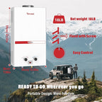 Tankless Water Heater 12L, Portable Propane Camping Water Heater 3.16GPM with Handle Overheating Multi-Protection, Instant Gas Hot Water Warmer for Outdoors RV Trips Shower Boat Cabins,White