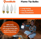 GoodBulb 25 Watt Flame Tip Candelabra Light Bulbs CA10 Frosted Finish E12 Base 2700K Soft White Light CFF Dimmable 25W 175 Lumens Decorative Chandelier Bulbs Pack of 12 Bulbs