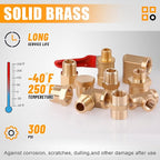 105PCS Brass Pipe Fittings Assortment Kit NPT Adapter,Reducer Bushing, Hex Nipple, Reducing Hex Coupling,90 Degree Street Elbow,Street Tee,Ball Valve,Hex Head Plugs,Socket Plug Fittings Kits