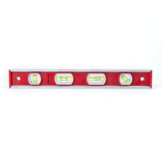 Swanson Tool Co TBL001M 12 inch Aluminum Frame Magnetic Toolbox Level with Pitch Vial, Top Read Views, with 3 Rare Earth Magnets and 4 Bubble Vials for 0°/90°/45° Measurements