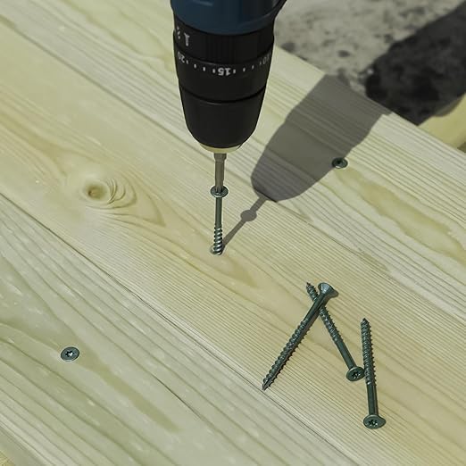 Wood Screws 3 Inch, FIXLINK Deck Screws #10 x 3, 105 PCS, Epoxy Coated, T25 Star Bit Above 1500 Hour Salt Spray Coating Outdoor Decking Screws Excellent Rust Resistant for Wood Fence, Green