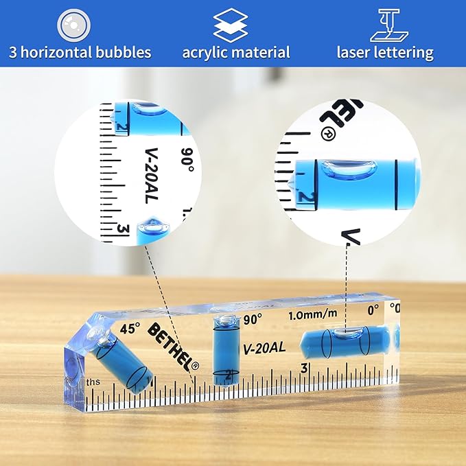 BETHEL Small Level Mini Bubble 90°/180°SpiritLevel,4 Inch Shatterproof Cross Check PocketLevel Picture Hanging Levels Tools for Machinist,Construction & Household