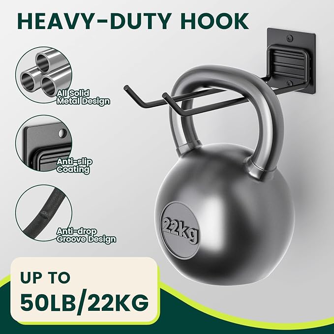 Wall Mount Garden Tool Holder Organizer Rack, Garage Tool Organizer Storage Hook for Yard Shed, Metal Garage Garden Tool Hanger for Lawn Organizer Holds Shovel,Rakes,Brooms,Hoses 8 Pack