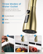 APPASO Touchless Kitchen Faucets Gold, Brushed Gold Kitchen Faucet Touchless, Touchless Kitchen Faucet with Pull-Down Sprayer and Soap Dispenser, Stainless Hands Free Faucet for Kitchen Sink 2-4 Hole