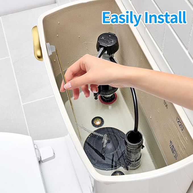 Toilet Flush Handle Replacement Kit for Front Mount Universal Bowl Tank, Zinc Alloy Flusher, Brass Trip Levers, Toilet Repair Parts Compatible with American Standard (Gold)