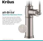 KRAUS Sellette Traditional Spot Free Stainless Steel Single Handle Pull-Down Kitchen Faucet with Deck Plate, KPF-1682SFS