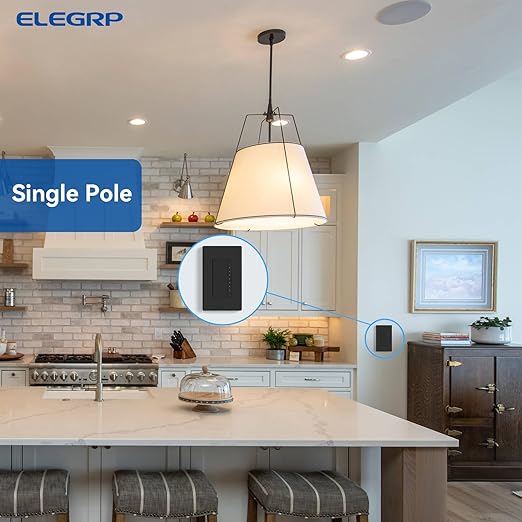 ELEGRP Dimmer Switch, Digital Dimmer Light Switch for LED Lights 150W, INC/HAL 450W, Single Pole LED Dimmer Switch, Needs Neutral Wire, Wall Plate Included, UL Listed, 10 Pack, Matte Black