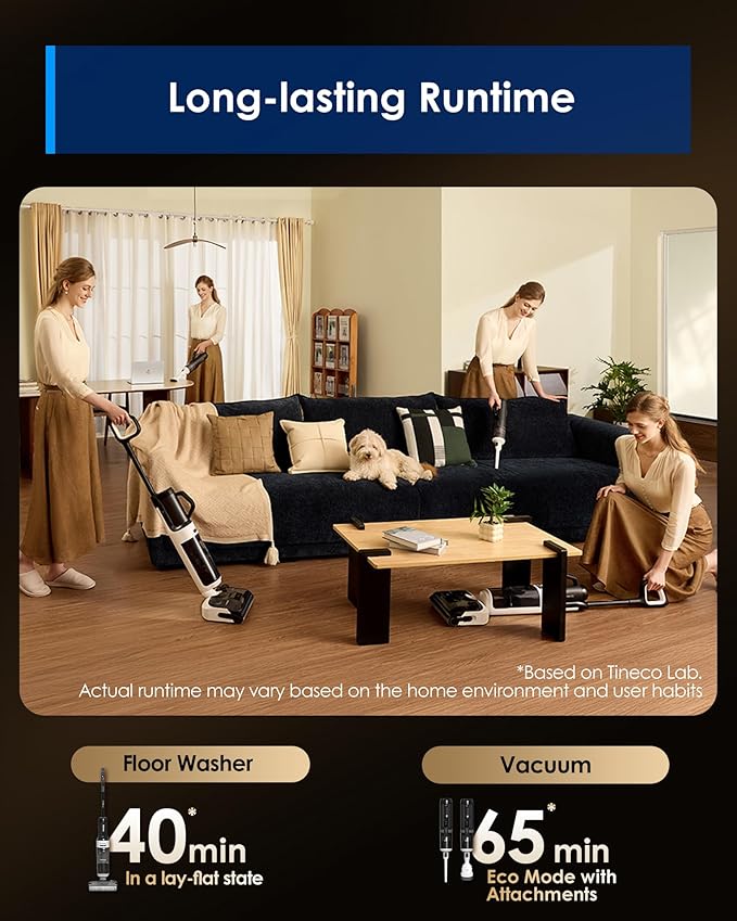 Tineco Floor One Switch S6 Stretch Breeze Wet Dry Vacuum Cleaners, Floor Cleaner Mop 2-in-1 Cordless Vacuum for Multi-Surface, 20kPa Suction, Anti-Tangle Design, Flashdry Self-Cleaning, 180° Lay-Flat