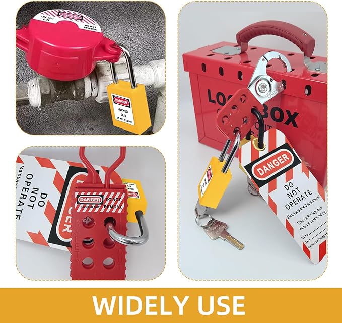 Lockout Tagout Lock Set-10pcs Keyed Different Yellow, 2 Keys, OSHA Compliant Safety Padlocks for Electrical Lockout Tag Out Kit