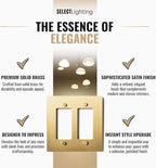 2-Gang Satin Brass Wall Plate, Electrical Receptacle Wall Outlet Faceplate, GFI/Rocker Decorator Light Switch Cover