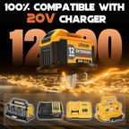 4-Pack 12000mAh Replacement for Dewalt 20V Max Battery, Lithium-Ion Long Lasting Power Compatible with Dewalt DCB203 DCB204 DCB205 DCB206 DCB207 DCD/DCF/DCG Series Cordless Tools