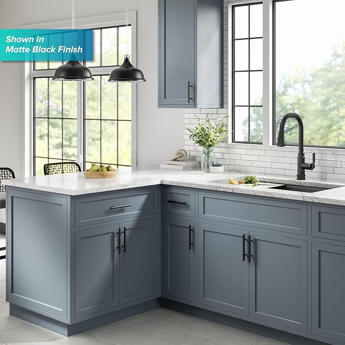 KRAUS Allyn Transitional Industrial Pull-Down Single Handle Kitchen Faucet in Spot-Free Black Stainless Steel