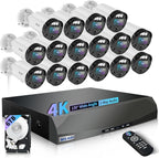 【2-Way Audio & 130° Ultra Wide-Angle】 4K 8MP Outdoor Wired Security Camera System, Wired Home Security Camera System, Home Surveillance DVR Kits