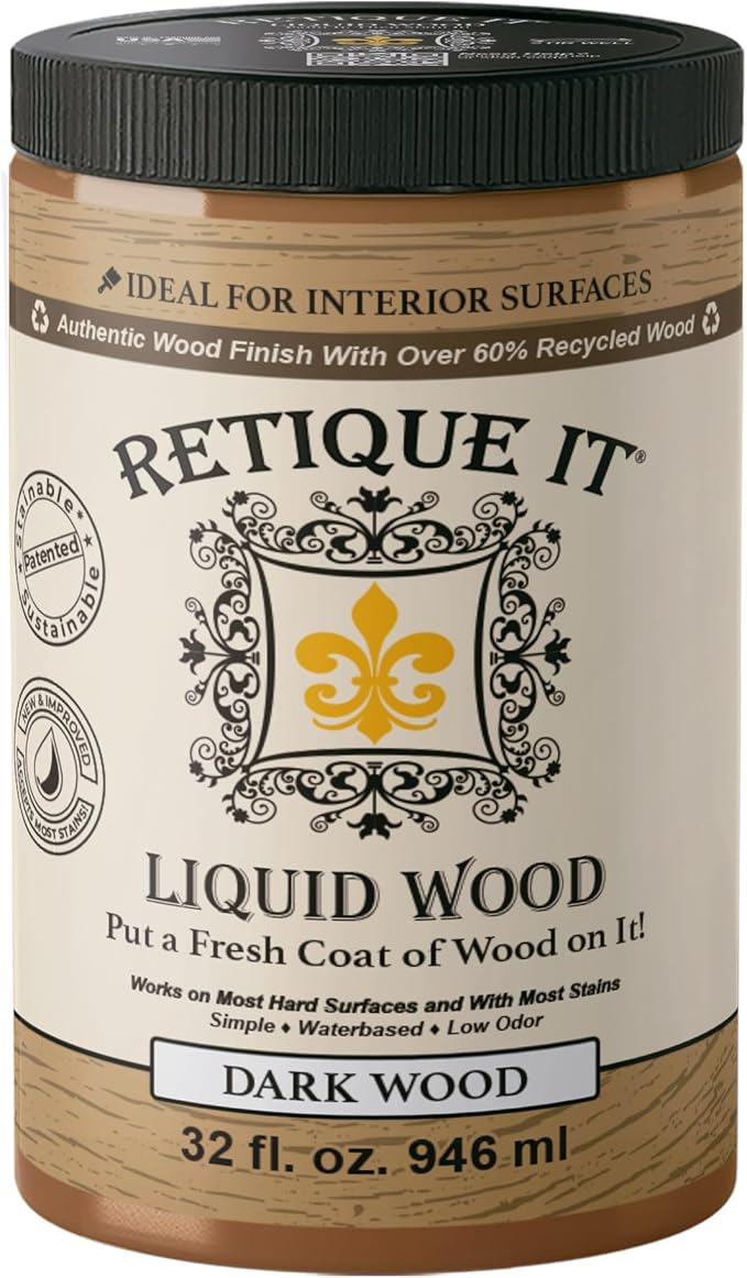 Retique It New and Improved Formula Liquid Wood Coatings - Stainable Primer - Paint It Then Stain it (Dark Wood, Large)