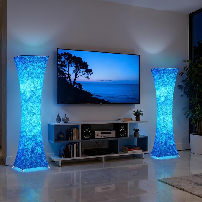Floor Lamps for Living Room, RGB Color Changing Corner Floor Lamp with Remote Control, Dimmable Standing Lamp for Bedroom, Office, Game Room, Kids Room (Bulbs Included)
