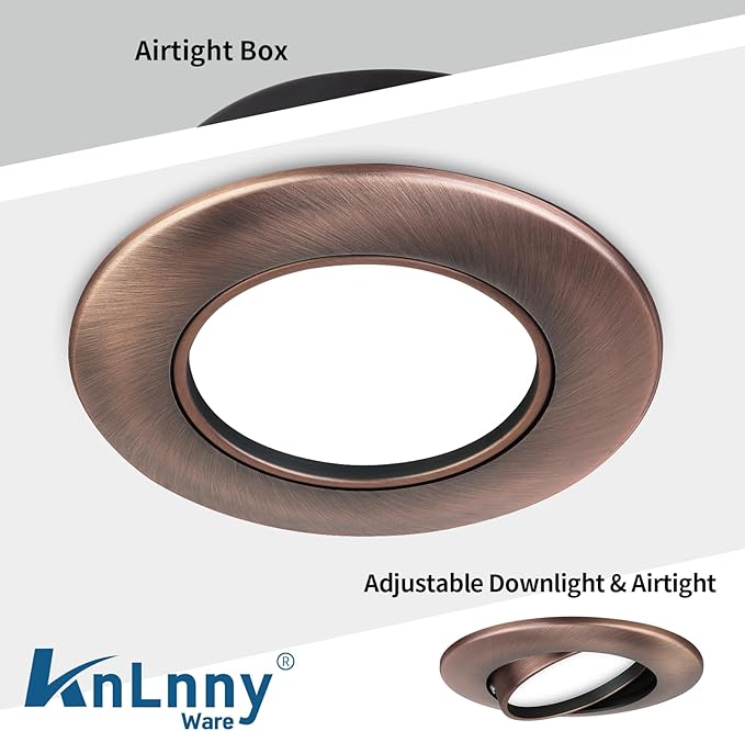 Oil Rubbed Bronze 4 Inch Led Recessed Lights 6 Pack,Ajustable Led Eyeball Gimbal Light,4 Inch Ceiling Light with Junction Box,5CCT Selectable,9W 750LM,Dimmable,ETL Listed