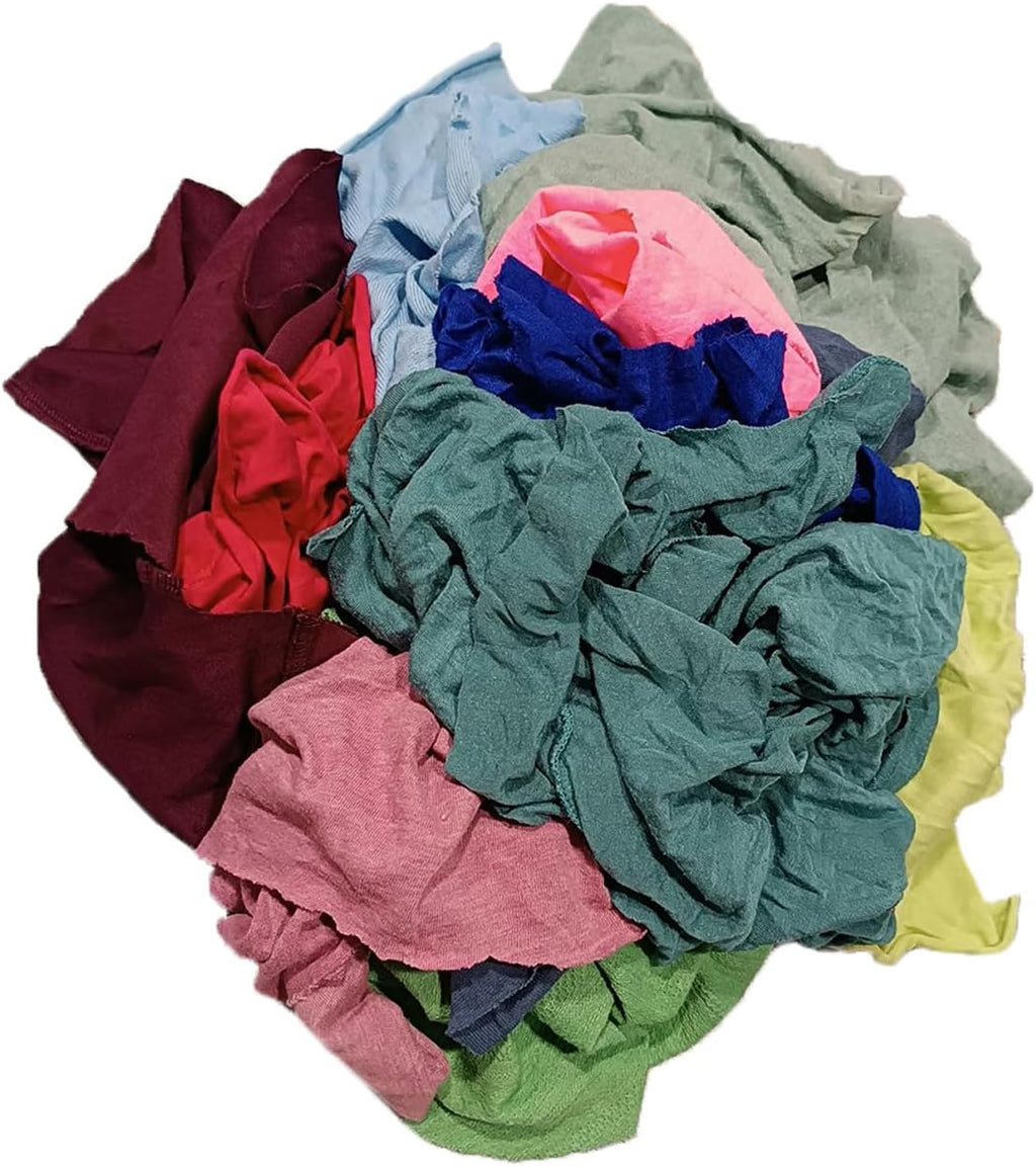 Color T-Shirt Rags (2 lbs. Bag - Pack of 12) - Shop Bulk T-Shirt Cotton Cloth Rag in a Bag, Wipes for House, Mechanic, Auto, Garage, Paint, Window, & Utility
