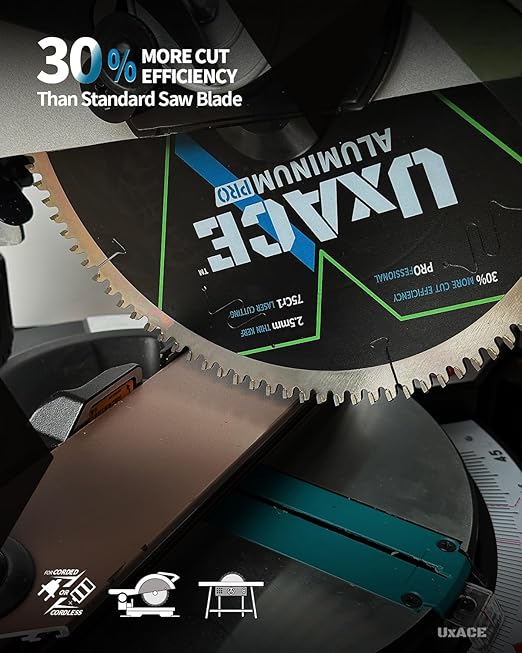 10-Inch 80-Tooth Circular Saw Blade, 5/8-Inch Arbor, Aluminum, Non-Ferrous Metal Cutting Blade, Carbide Tip, Thin Kerf, for Medium Aluminum, Plastic, Composite