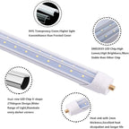 12-Pack 5FT 48W T8 LED Tube Light FA8 Single Pin Base Daylight 6000k V-Shaped Double Row LED Chips 5 Foot LED Bulbs to Replace T8 T10 T12 Fluorescent Light, ETL Listed